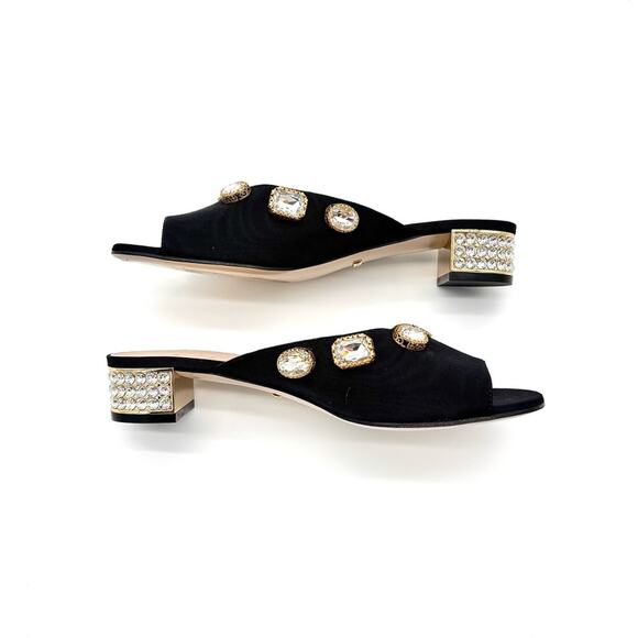 Gucci Moire Crystal Embellished Lyric Interlocking GG Slip On Slides Mules 37.5 - Picture 5 of 8